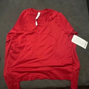 LULULEMON SWIFY TECH LONG SLEEVE 2.0 RACE, 12, DKRD